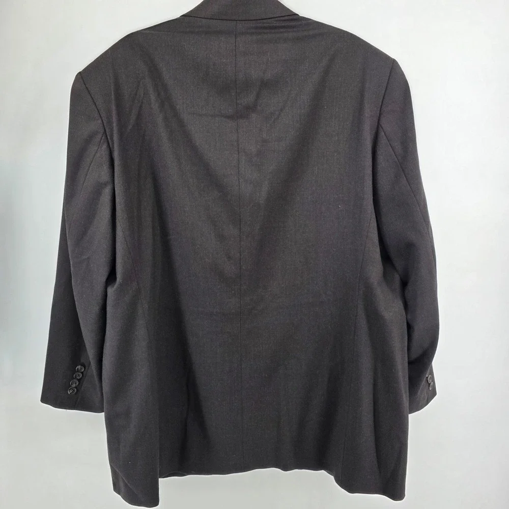 Lauren Ralph Lauren 48R Charcoal Grey‎ Black Wool 3 Button Blazer Jacket Vest
